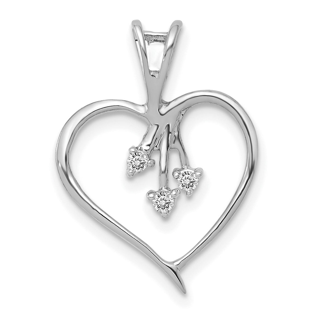 14k White Gold Heart Pendant with Diamond Accents, Tree Design, Symbolizing Love and Family
