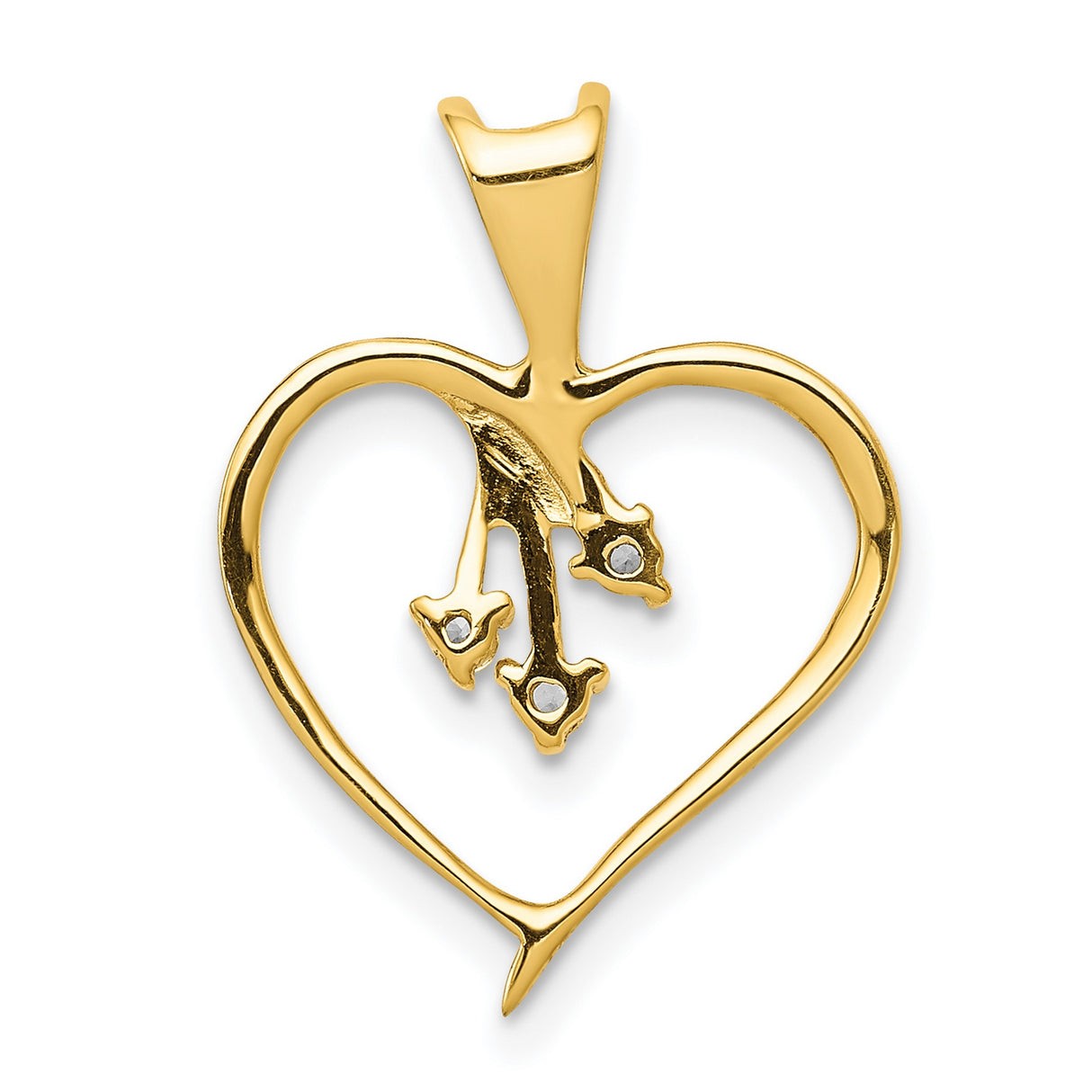 14k Yellow Gold Heart Pendant with Diamond Accents, Family Tree Design, Symbolic Love Jewelry
