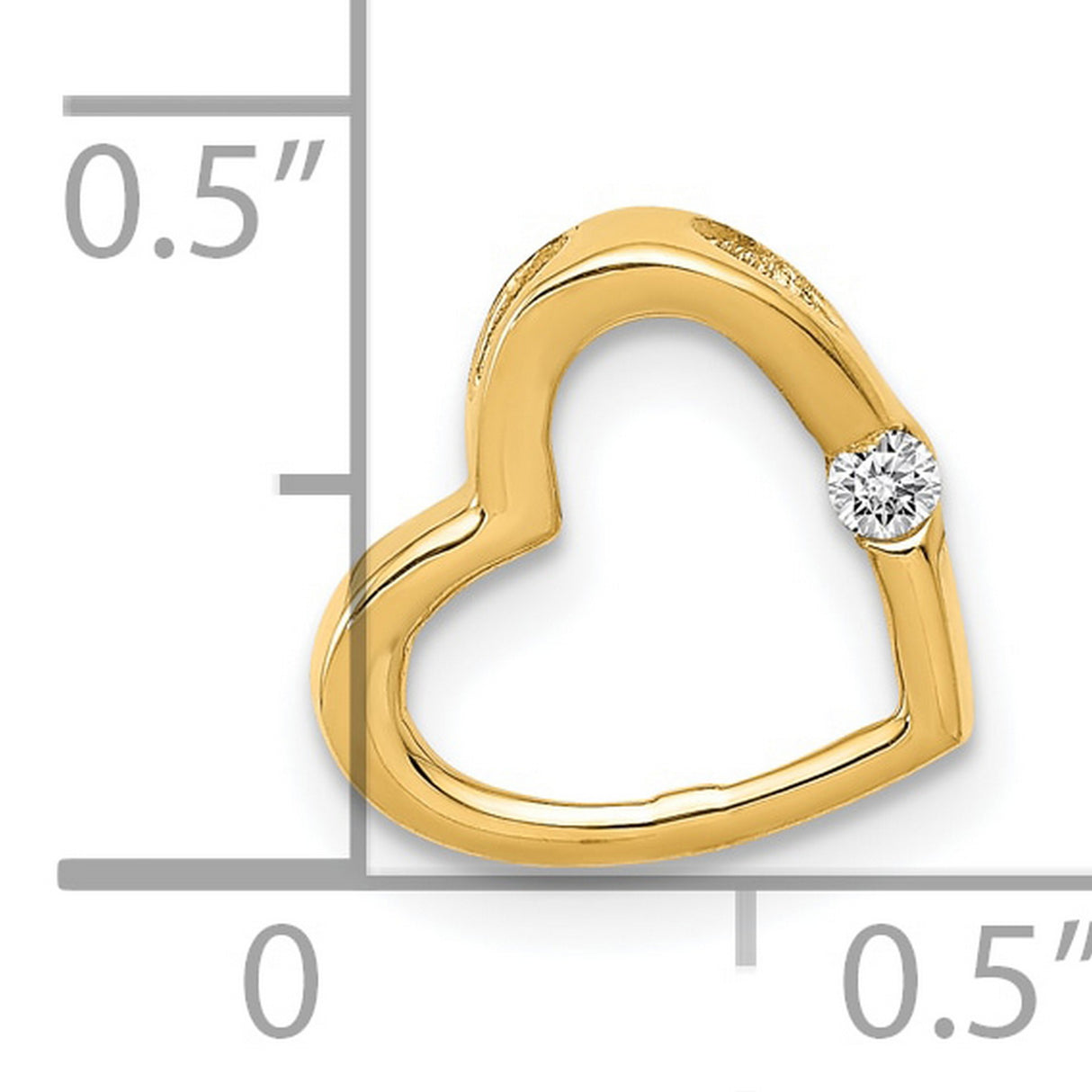 AA Diamond Heart Chain Slide Charm Pendant in Real 10k Yellow Gold