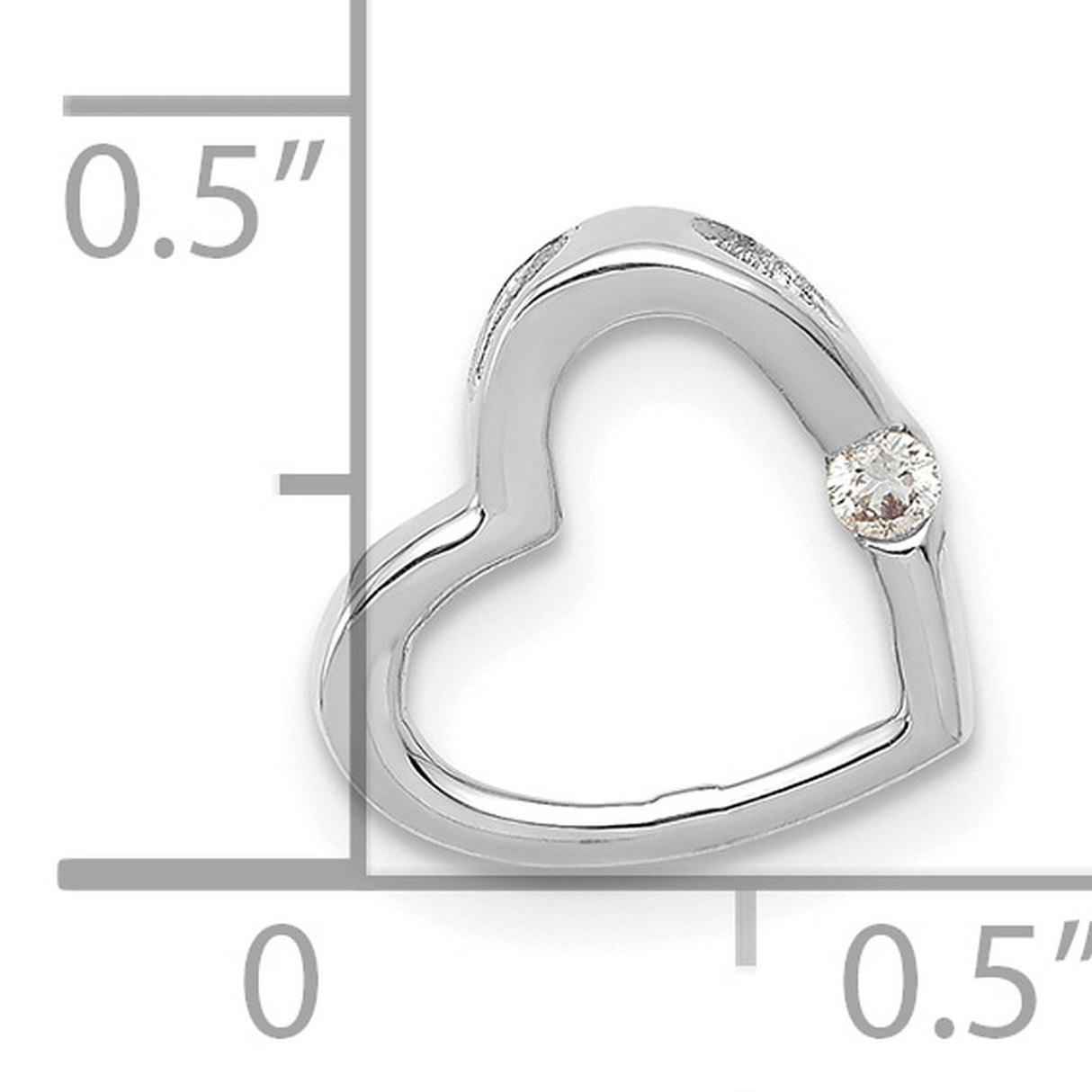 AA Diamond Heart Chain Slide Charm Pendant in Real 14k White Gold