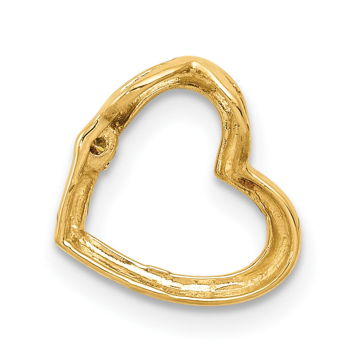 AA Diamond Heart Chain Slide Charm Pendant in Real 14k Yellow Gold