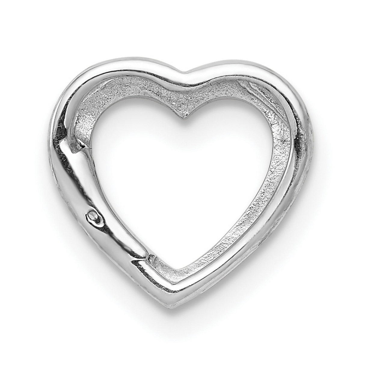 10k White Gold Heart Pendant with Diamond Accent, Open Heart Design for Women