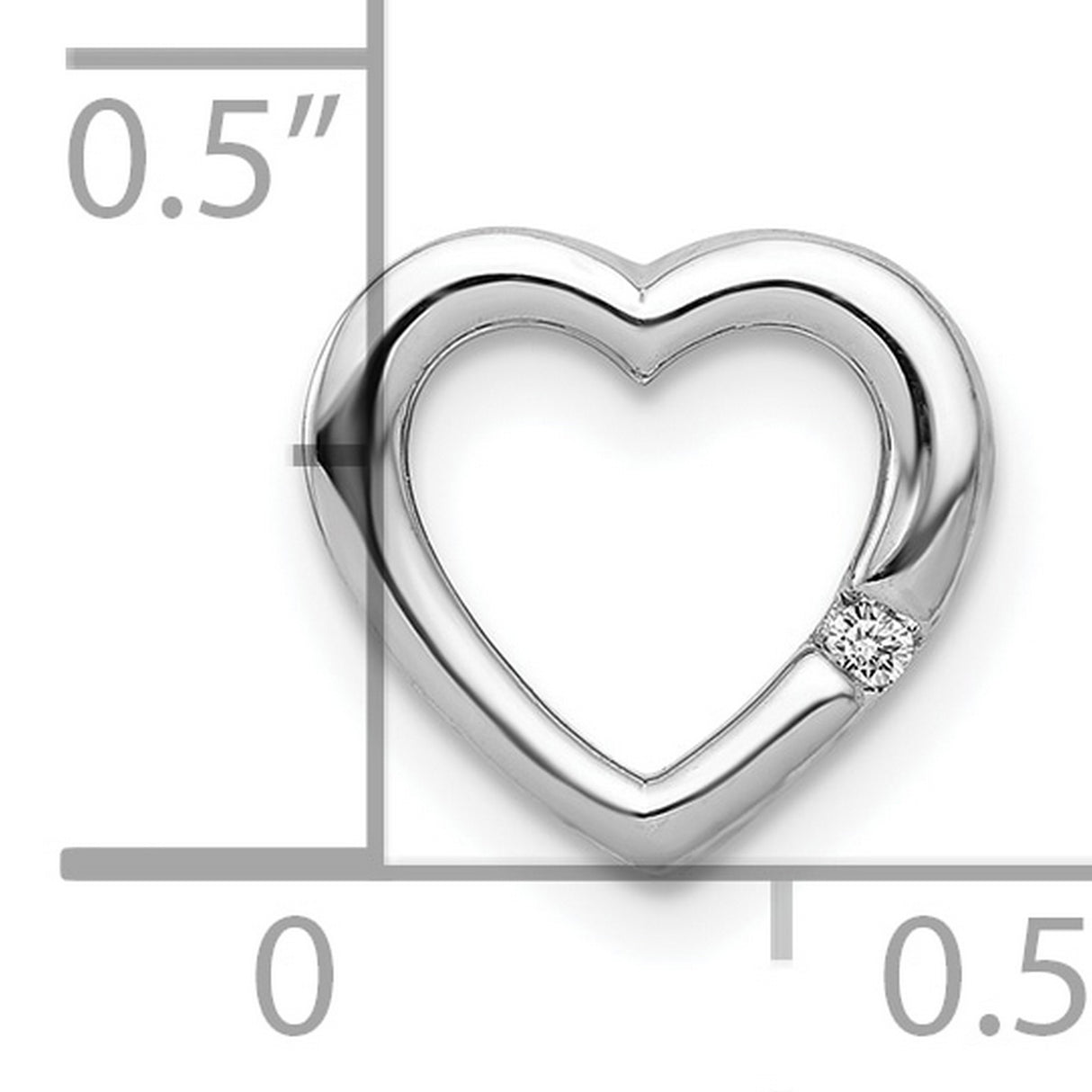 10k White Gold Heart Pendant with Diamond Accent, Open Heart Design for Women