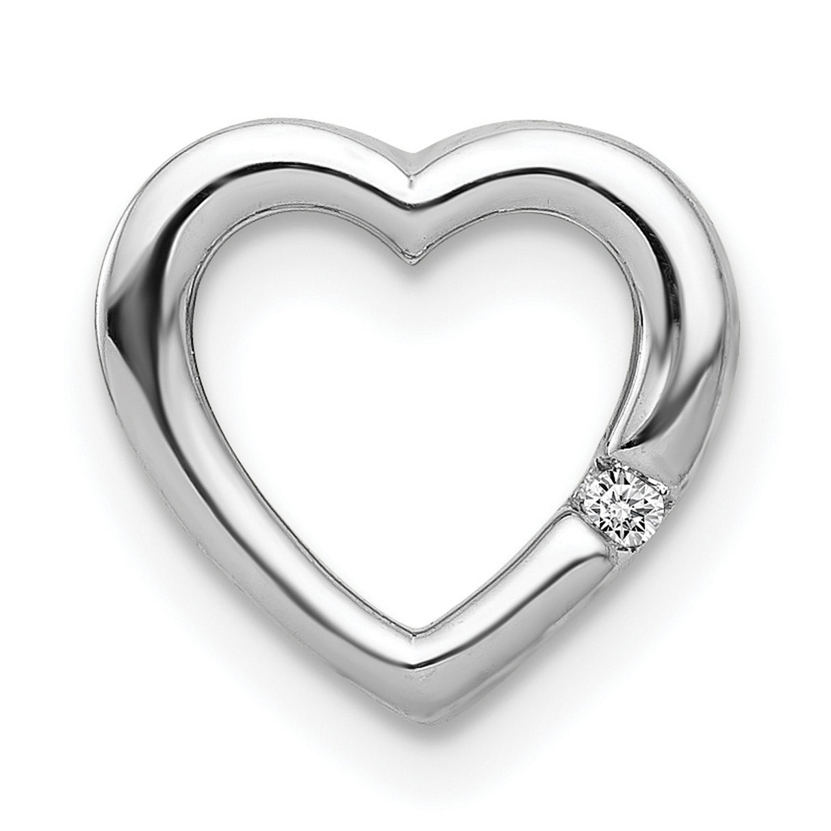 10k White Gold Heart Pendant with Diamond Accent, Open Heart Design for Women