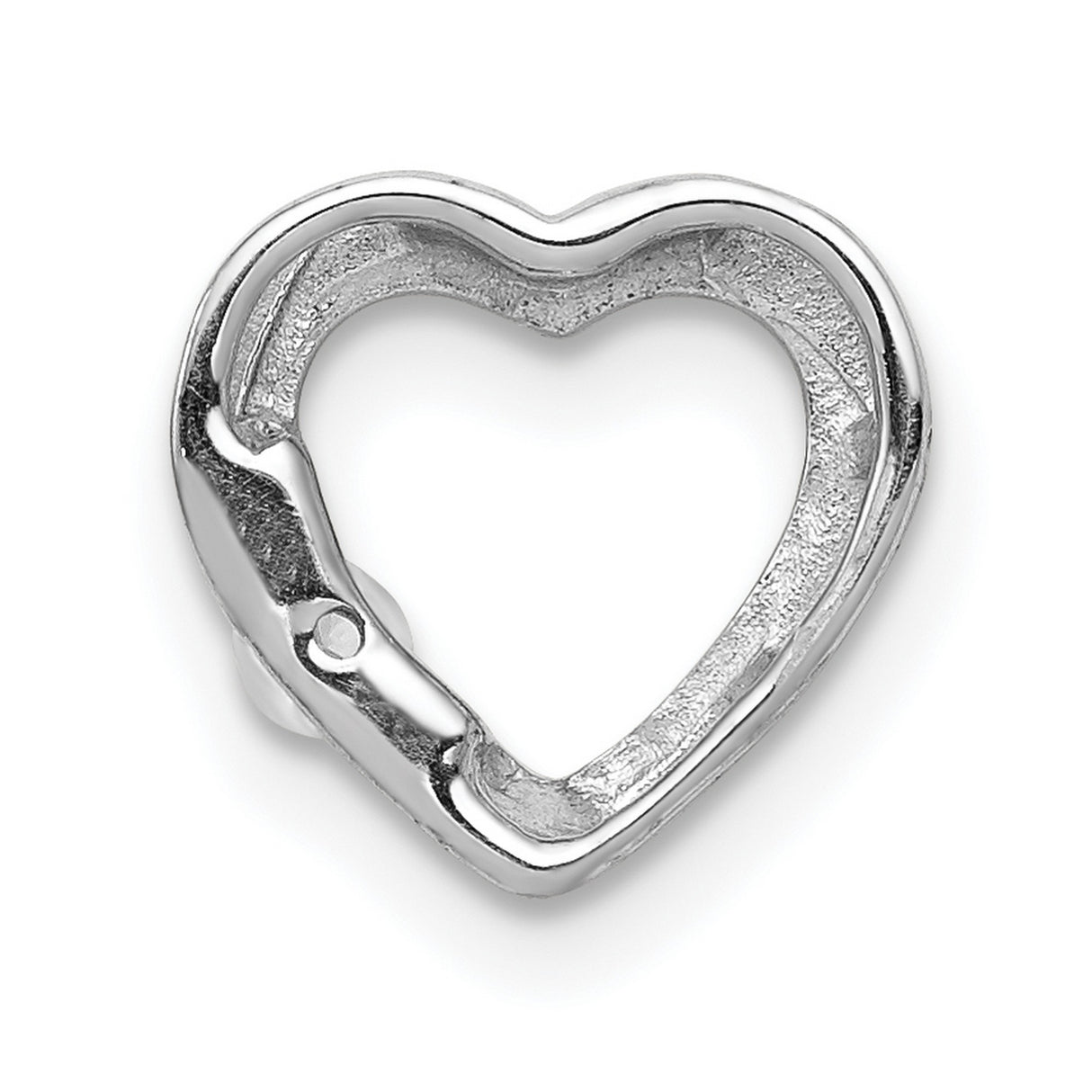 14k White Gold Heart Pendant with Round Diamond Accent, Open Heart Minimalist Design