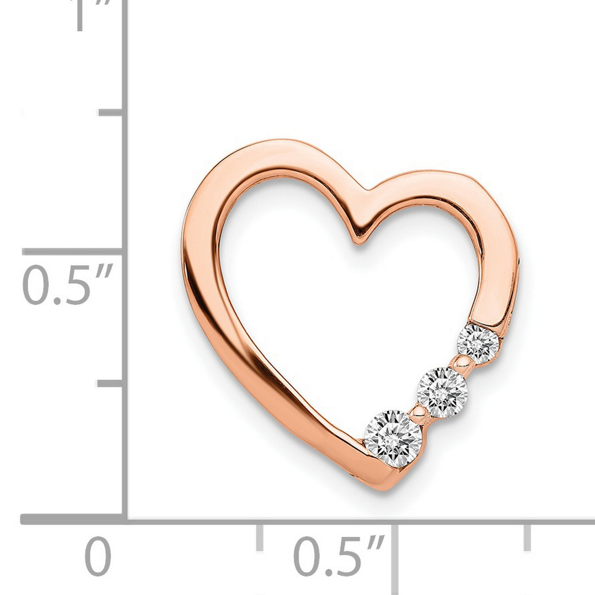 14k Rose Gold Open Heart Pendant with Diamonds, Romantic Sliding Charm for Women