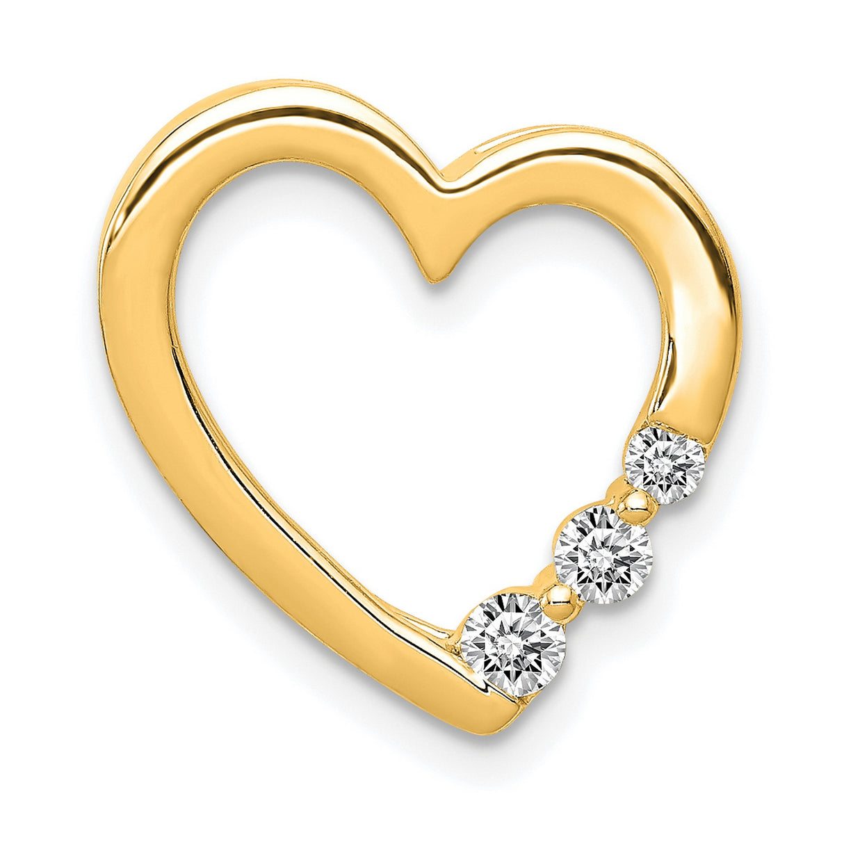 14k Yellow Gold Heart Pendant with Cubic Zirconia, Romantic Dainty Jewelry for Women