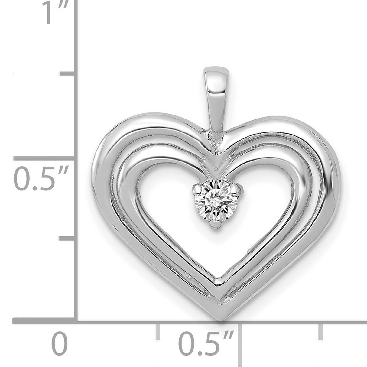 AA Diamond Double Heart Charm Pendant in Real 14k White Gold