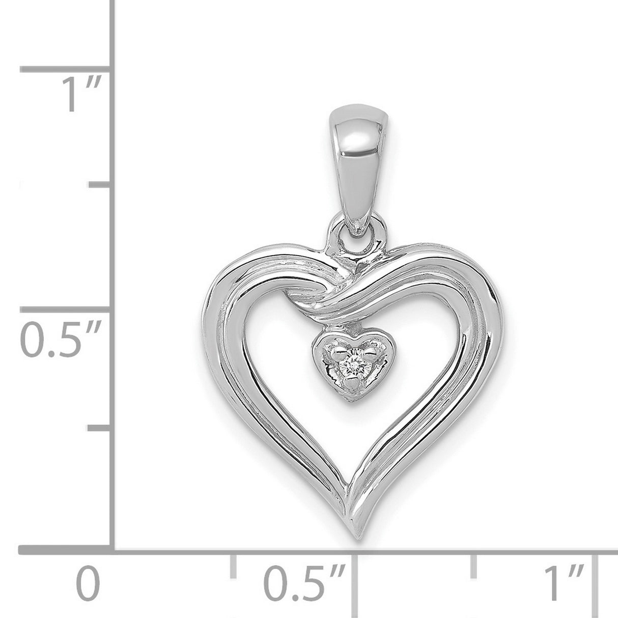 AA Diamond Heart Charm Pendant in Real 14k White Gold