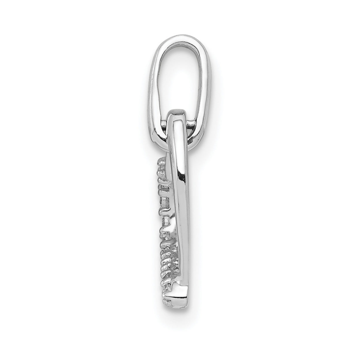 14k White Gold Heart Pendant with Diamonds, Open Heart Design for Women