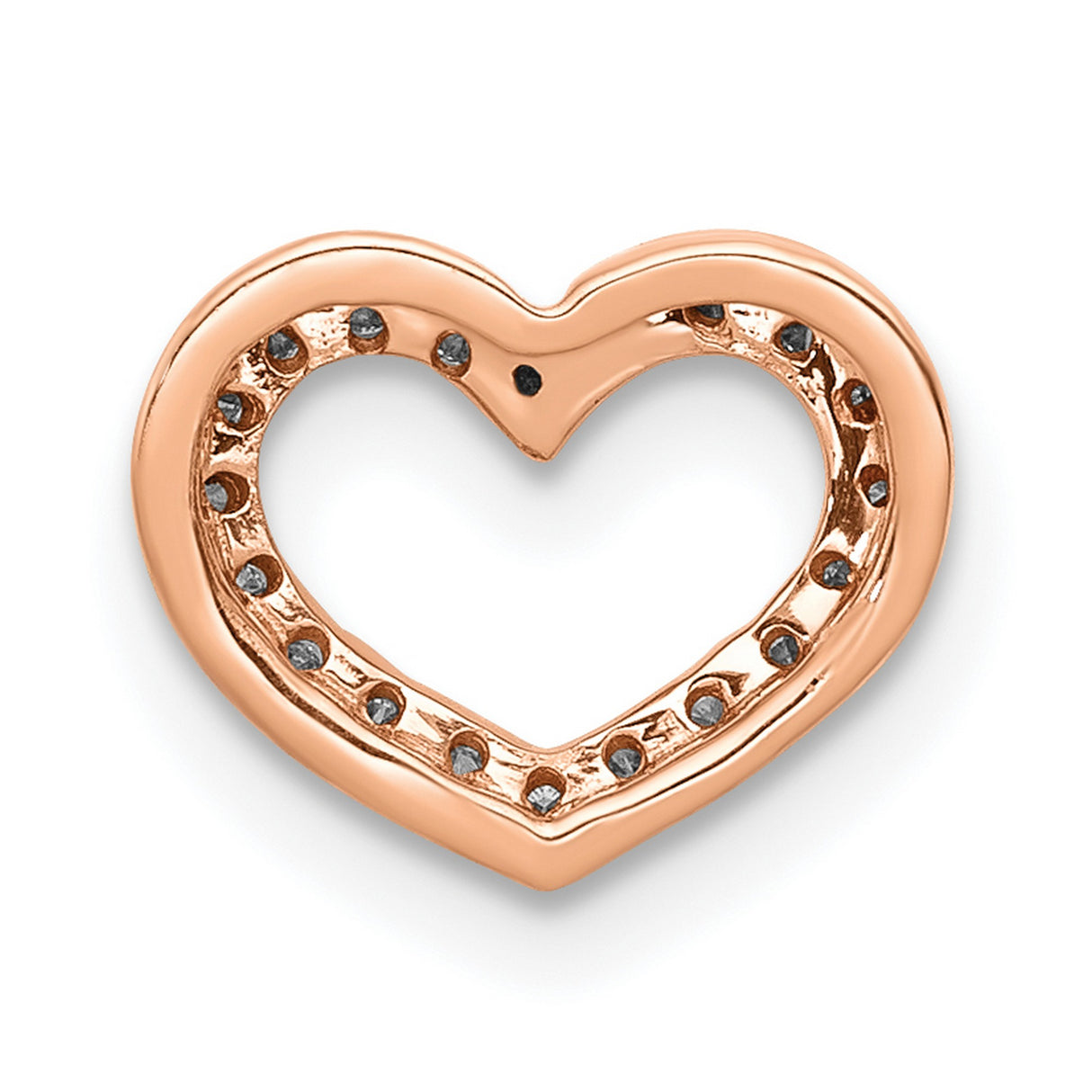 14k Rose Gold Heart Pendant with Diamond, Open Heart Romantic Charm for Women