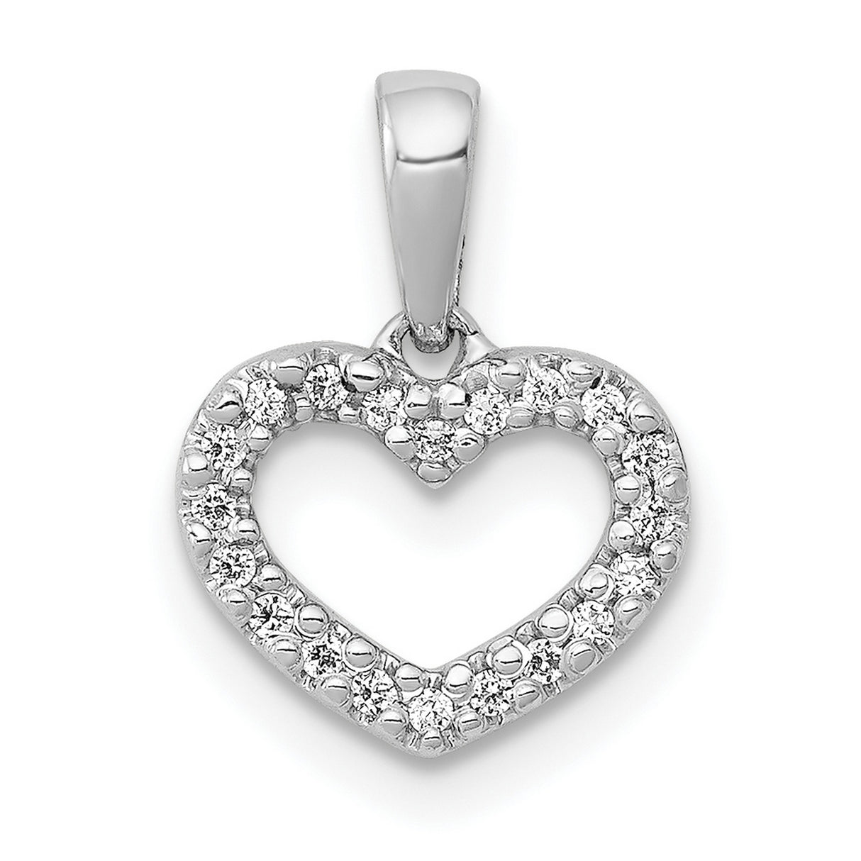10k White Gold Heart Pendant with Diamond Accents, Romantic Symbolic Jewelry for Women