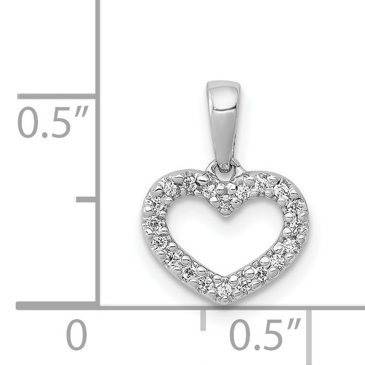 14k White Gold Heart Pendant with Diamond Accent, Open Heart Design for Women
