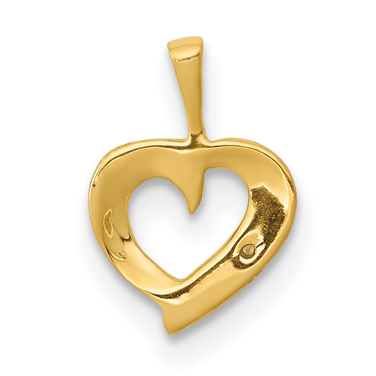 10k Yellow Gold Heart Pendant with Two-Tone Open Heart Design and Textured White Gold Accents