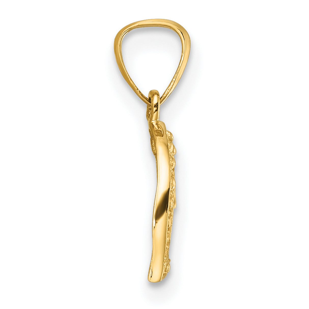 10k Yellow Gold Heart Pendant with Textured Open Heart and Round White Gemstone Accent