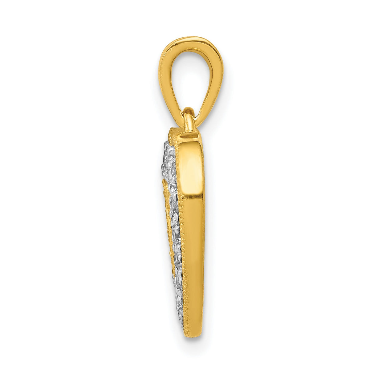 14k Yellow Gold Heart Pendant with Diamond Accent, Romantic Dainty Jewelry for Women