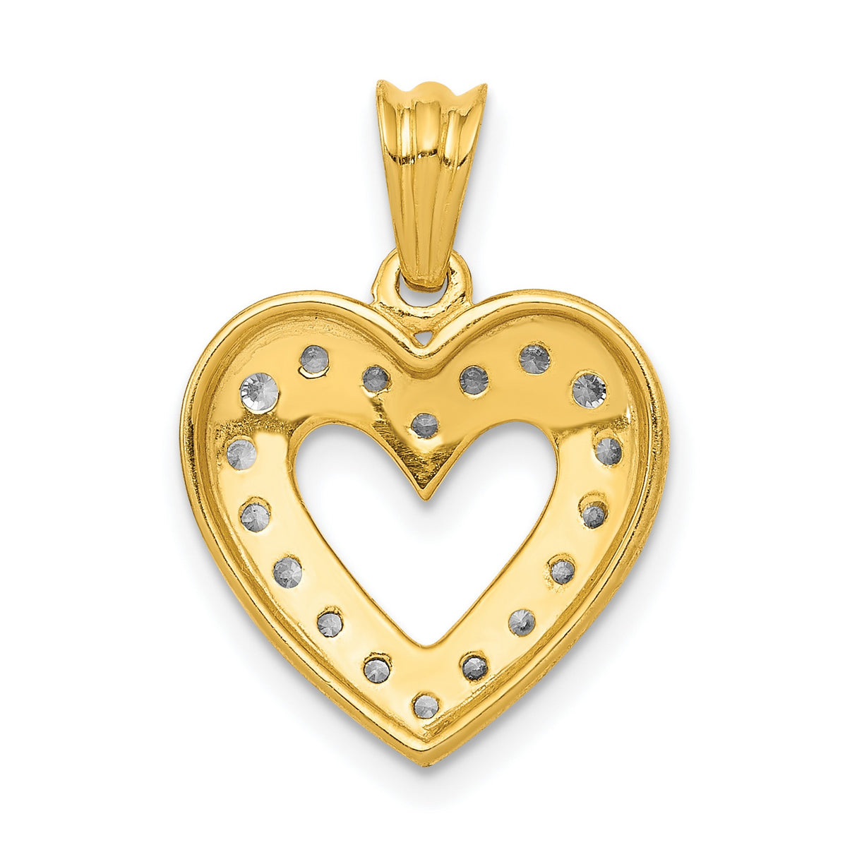 14k Yellow Gold Heart Pendant with Diamond Accent, Romantic Dainty Jewelry for Women