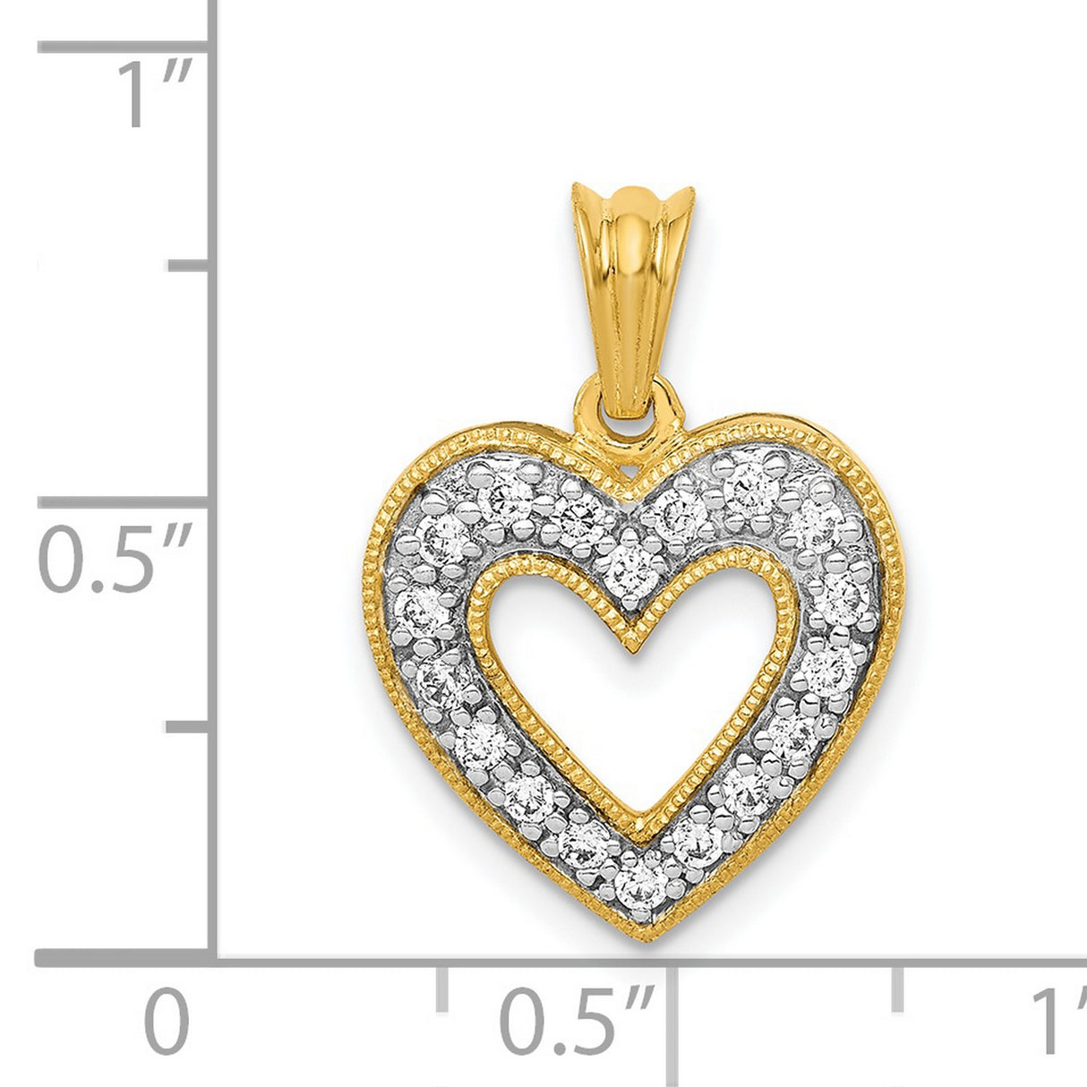 14k Yellow Gold Heart Pendant with Diamond Accent, Romantic Dainty Jewelry for Women
