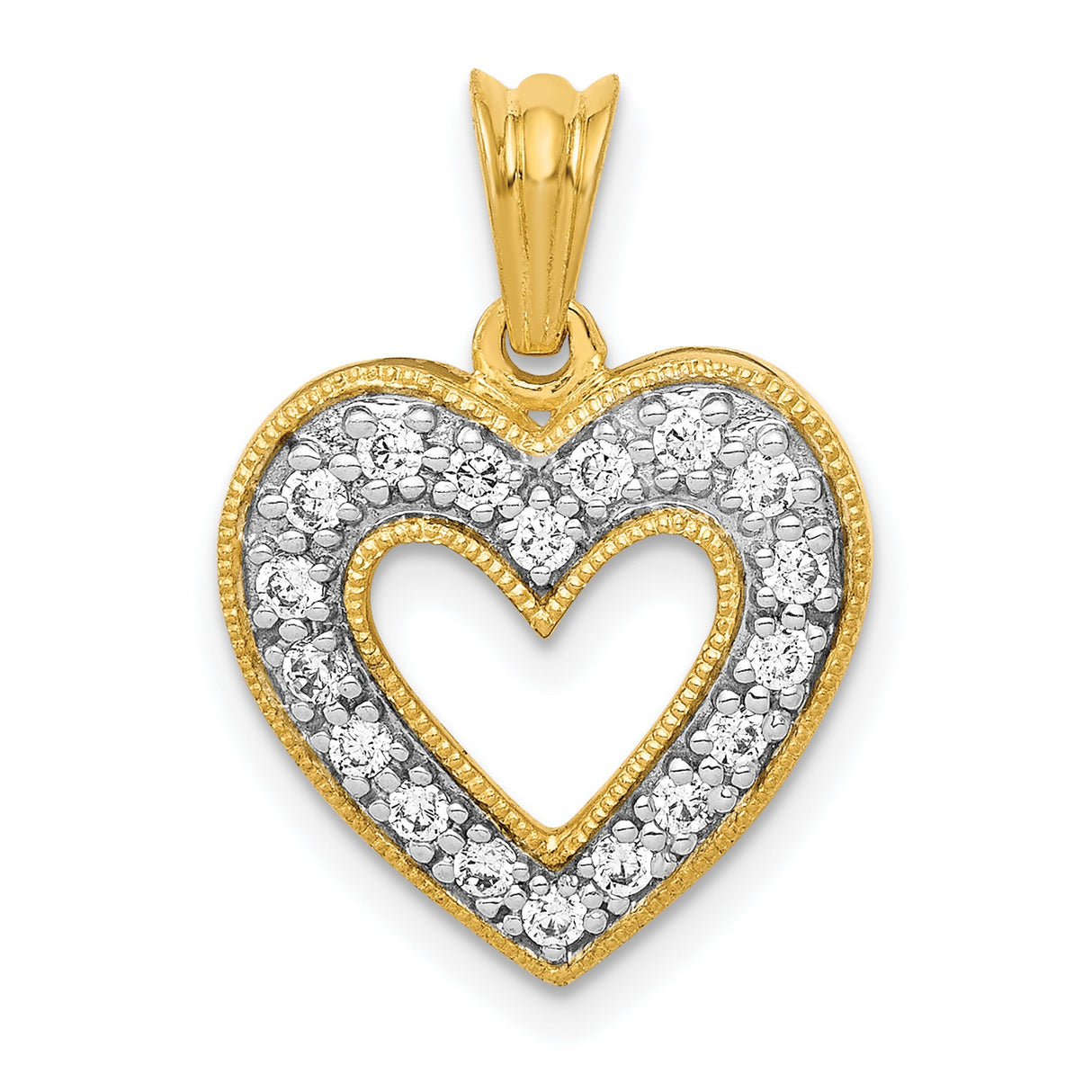 14k Yellow Gold Heart Pendant with Diamond Accent, Romantic Dainty Jewelry for Women