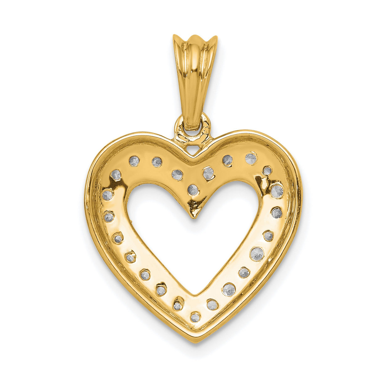 14k Yellow Gold Heart Pendant with Pavé Diamond Accents, Openwork Love Design