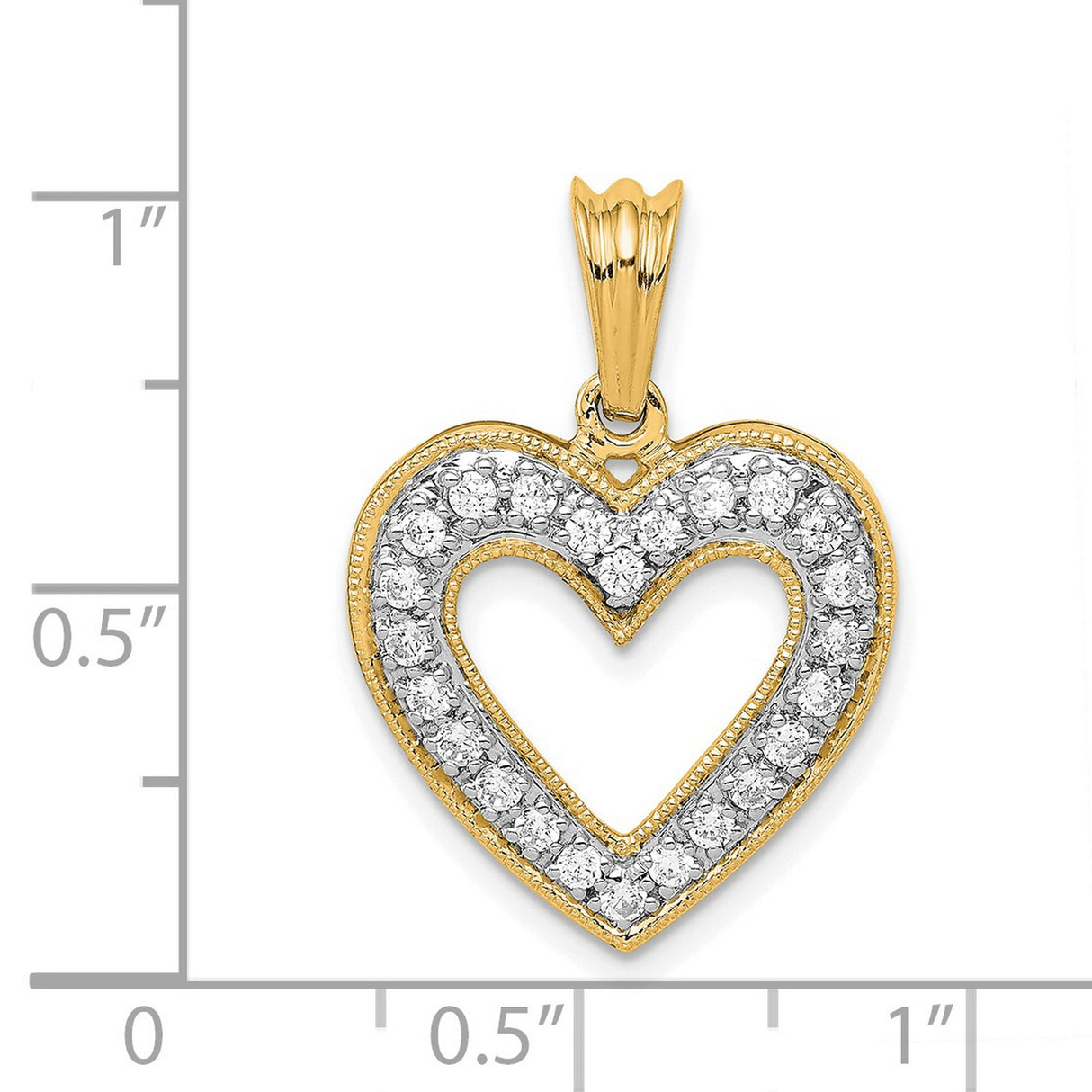 14k Yellow Gold Heart Pendant with Pavé Diamond Accents, Openwork Love Design