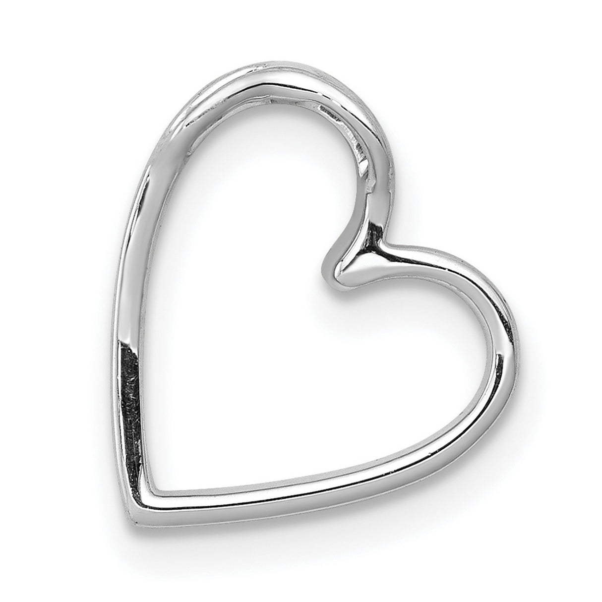 14k White Gold Heart Pendant with Round Cut Diamonds, Open Heart Design