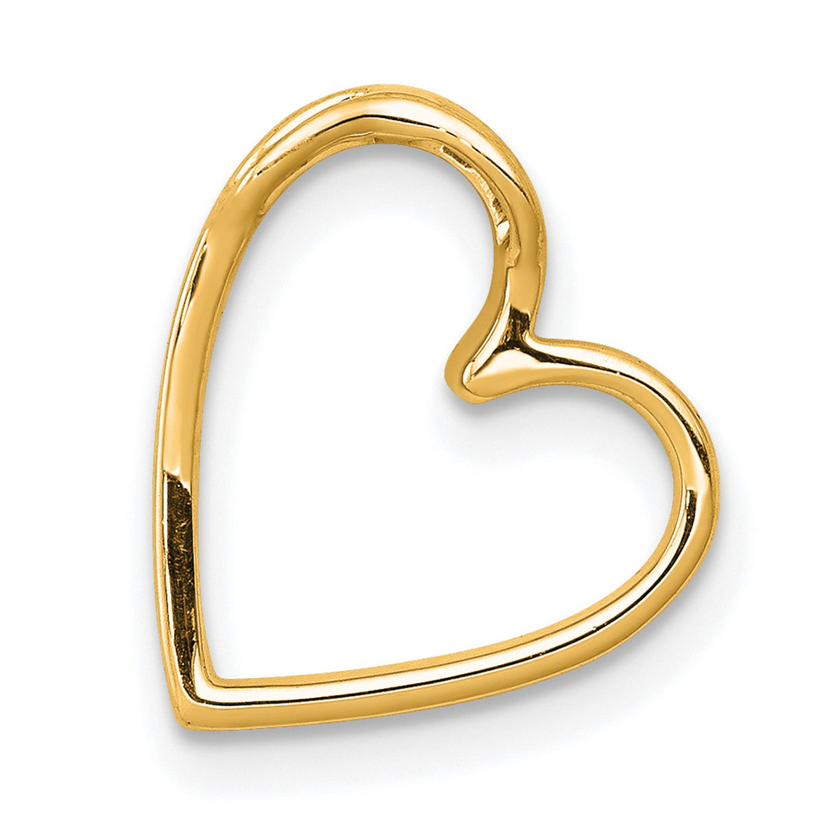 14k Yellow Gold Heart Pendant with Diamonds, Asymmetrical Open Design for Women