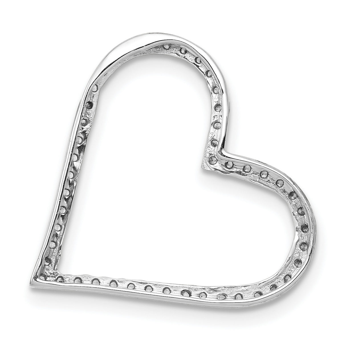 14k White Gold Heart Pendant with Round Cut Diamonds, Romantic Love Symbol Jewelry