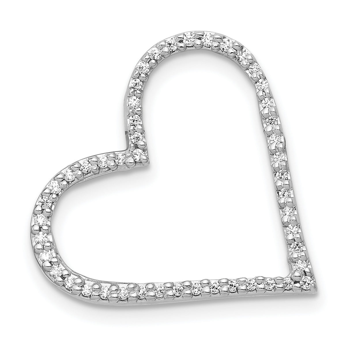 14k White Gold Heart Pendant with Round Cut Diamonds, Romantic Love Symbol Jewelry