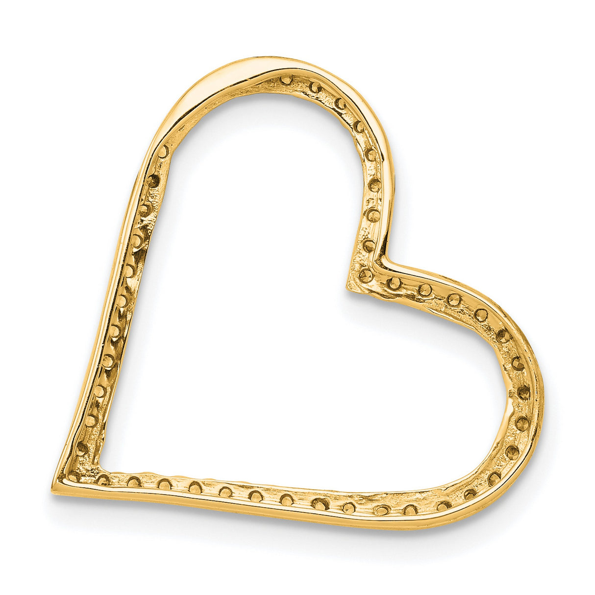 14k Yellow Gold Open Heart Pendant with Diamond, Romantic Minimalist Jewelry for Women