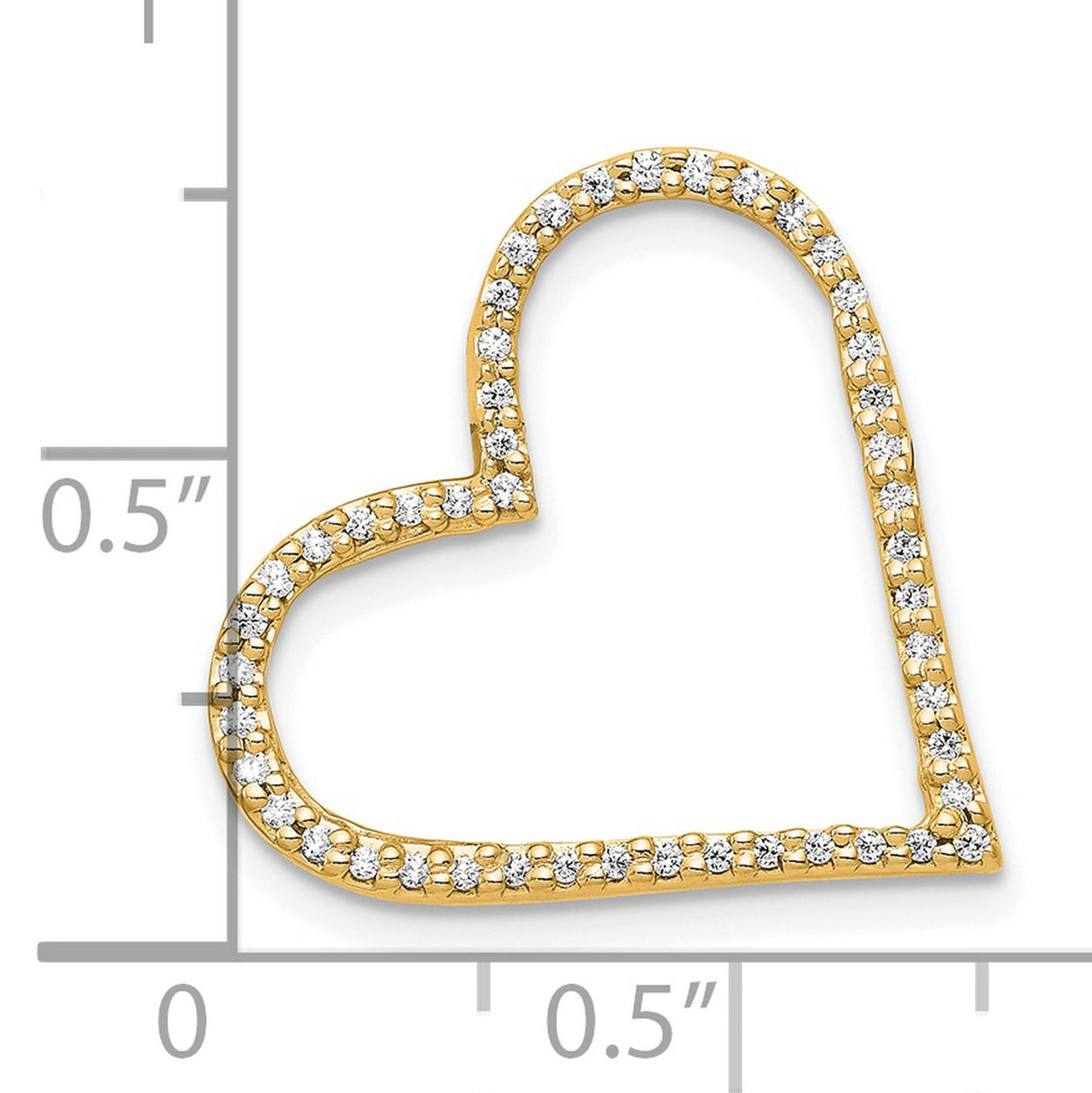 14k Yellow Gold Open Heart Pendant with Diamond, Romantic Minimalist Jewelry for Women