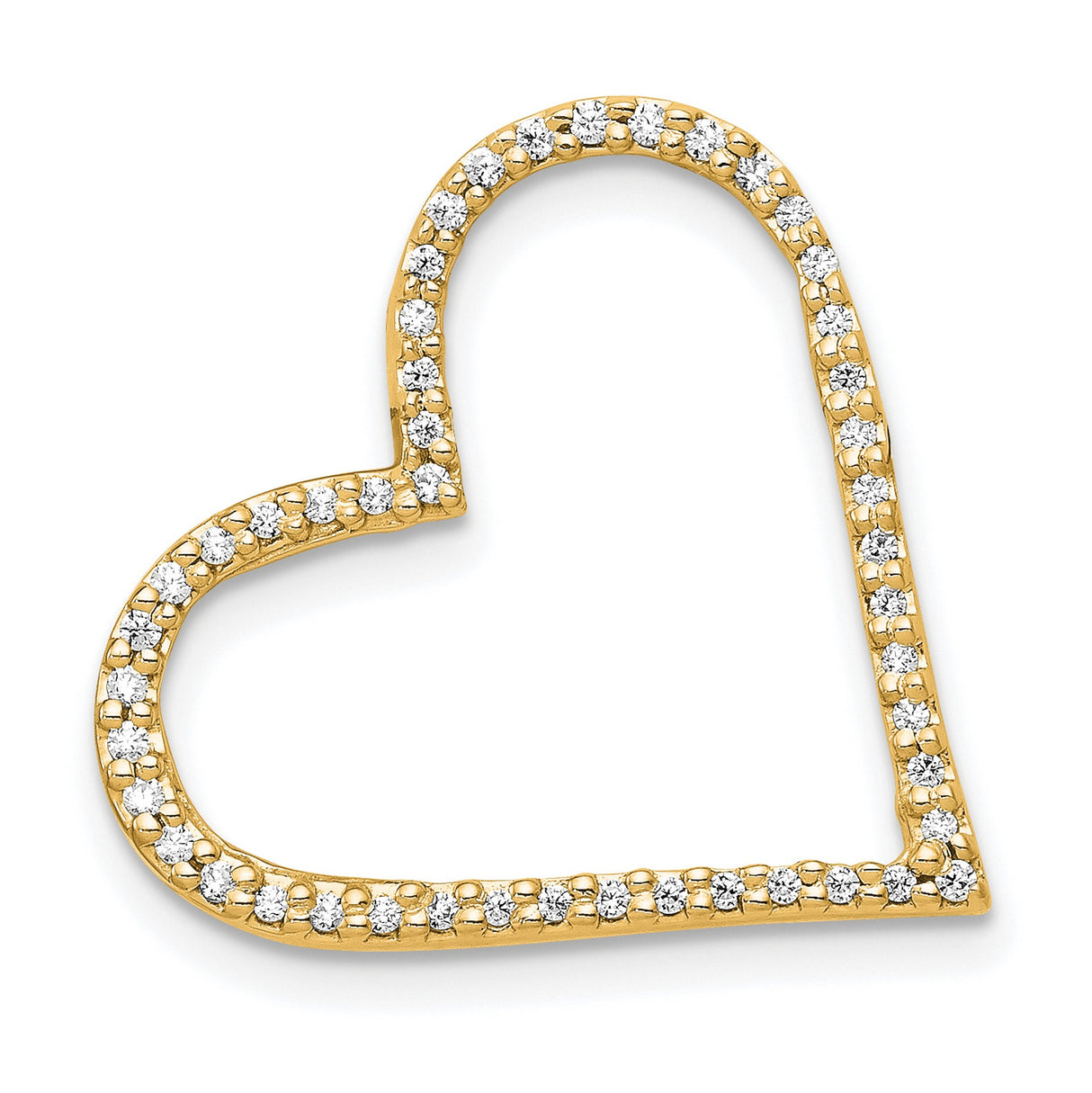 14k Yellow Gold Open Heart Pendant with Diamond, Romantic Minimalist Jewelry for Women
