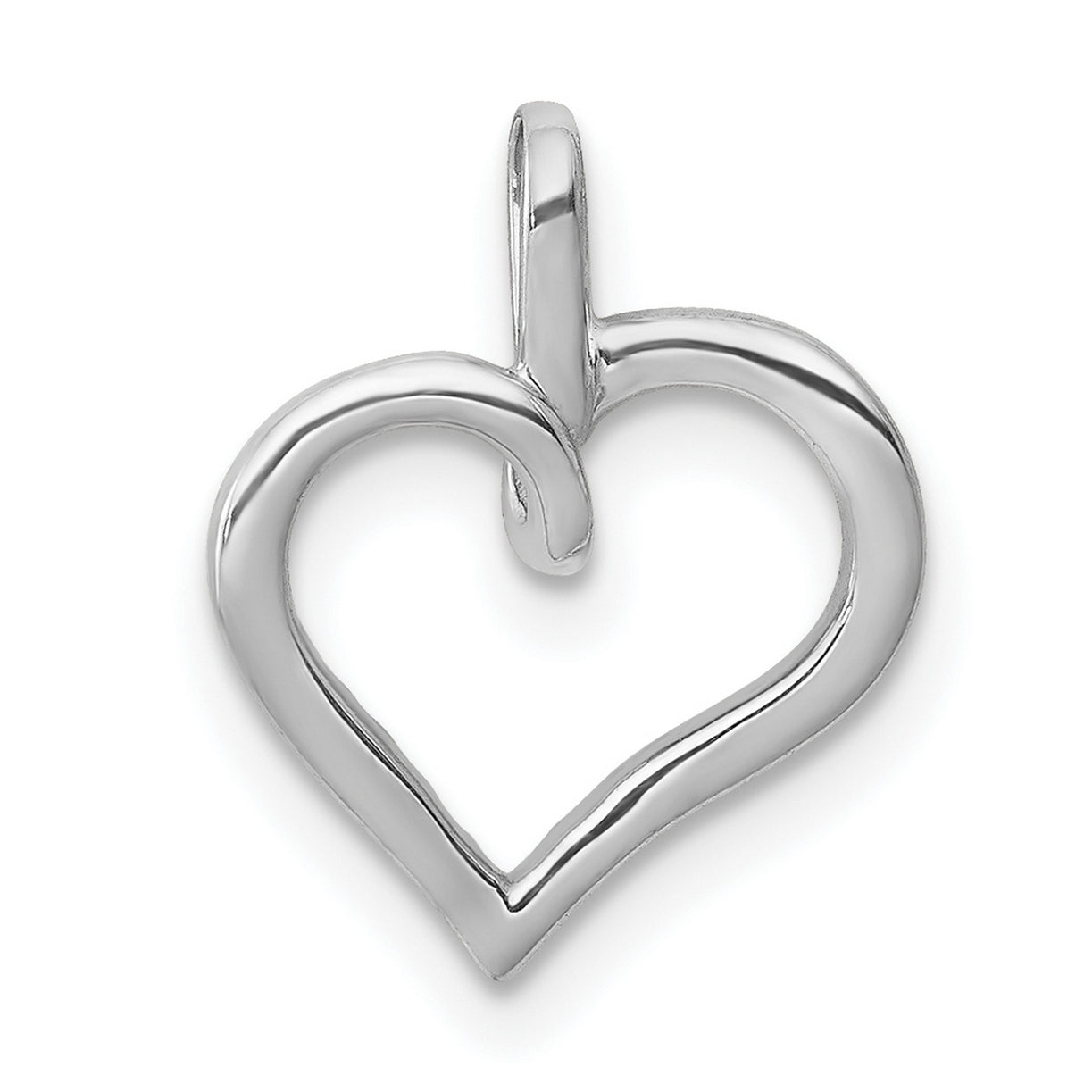 10k White Gold Heart Pendant with Diamond Accents, Open Heart Design for Women