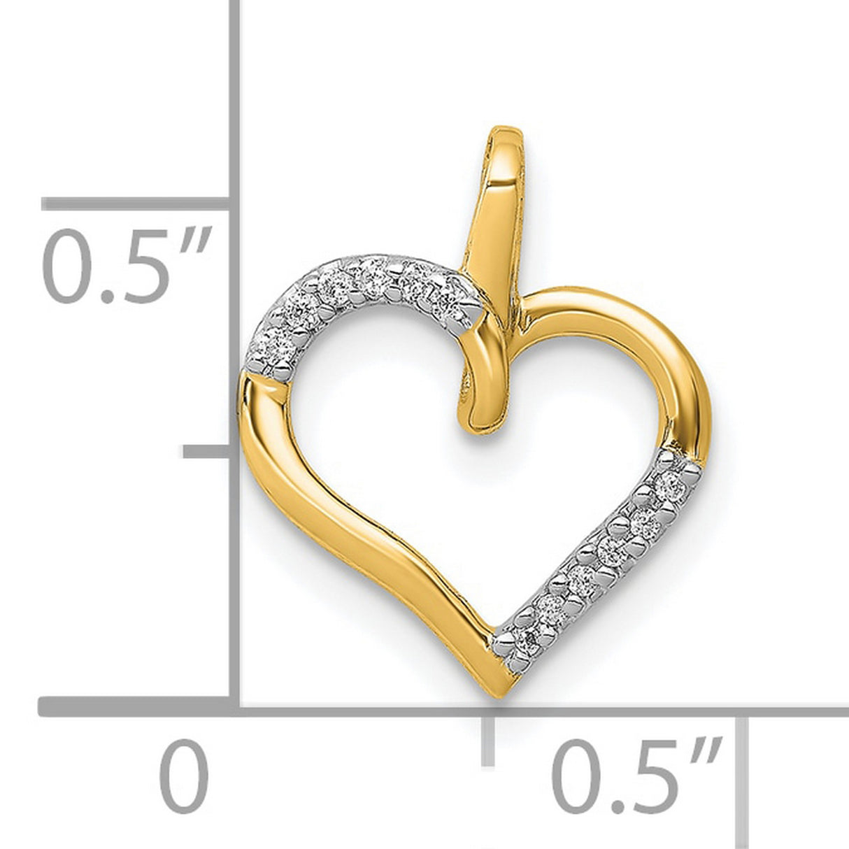 10k Yellow Gold Heart Pendant with White Diamond Accents, Polished Romantic Design for Women