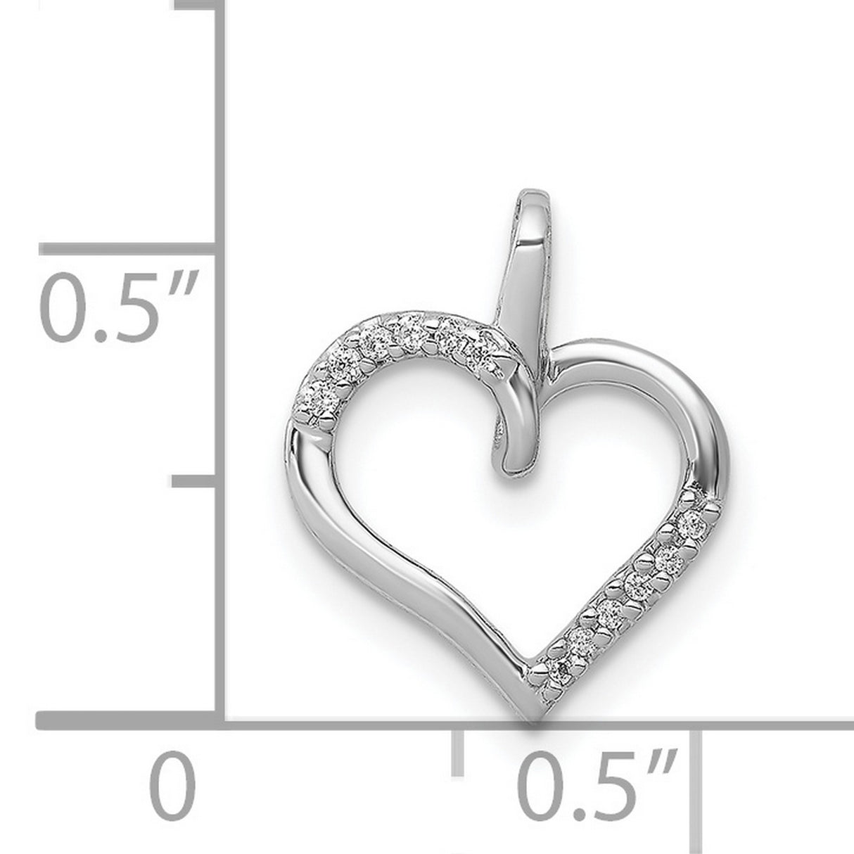 14k White Gold Heart Pendant with Diamond Accents, Modern Minimalist Design for Women