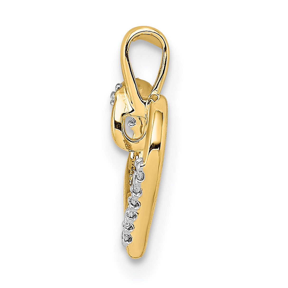 14k Yellow Gold Heart Pendant with Diamond Accents, Romantic Open Heart Charm for Women