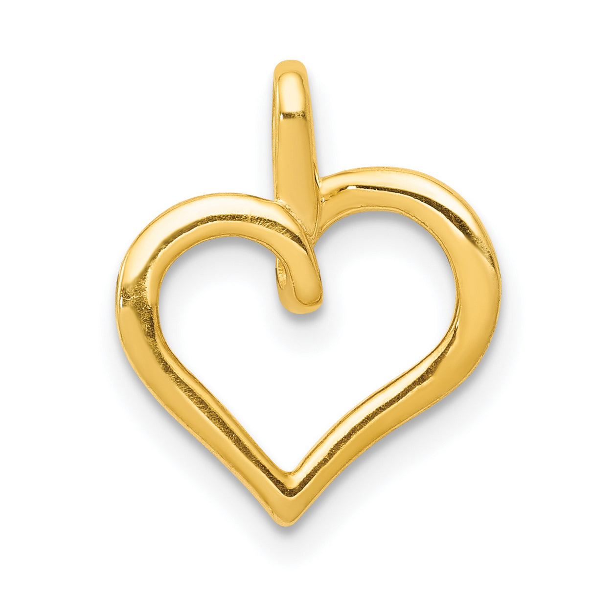 14k Yellow Gold Heart Pendant with Diamond Accents, Romantic Open Heart Charm for Women
