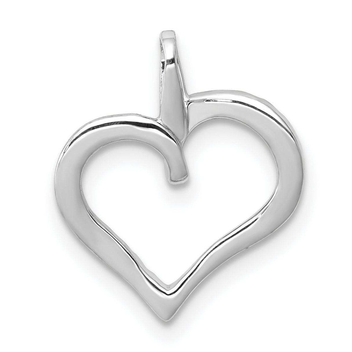 14k White Gold Open Heart Pendant with Diamond Accents, Contemporary Romantic Jewelry
