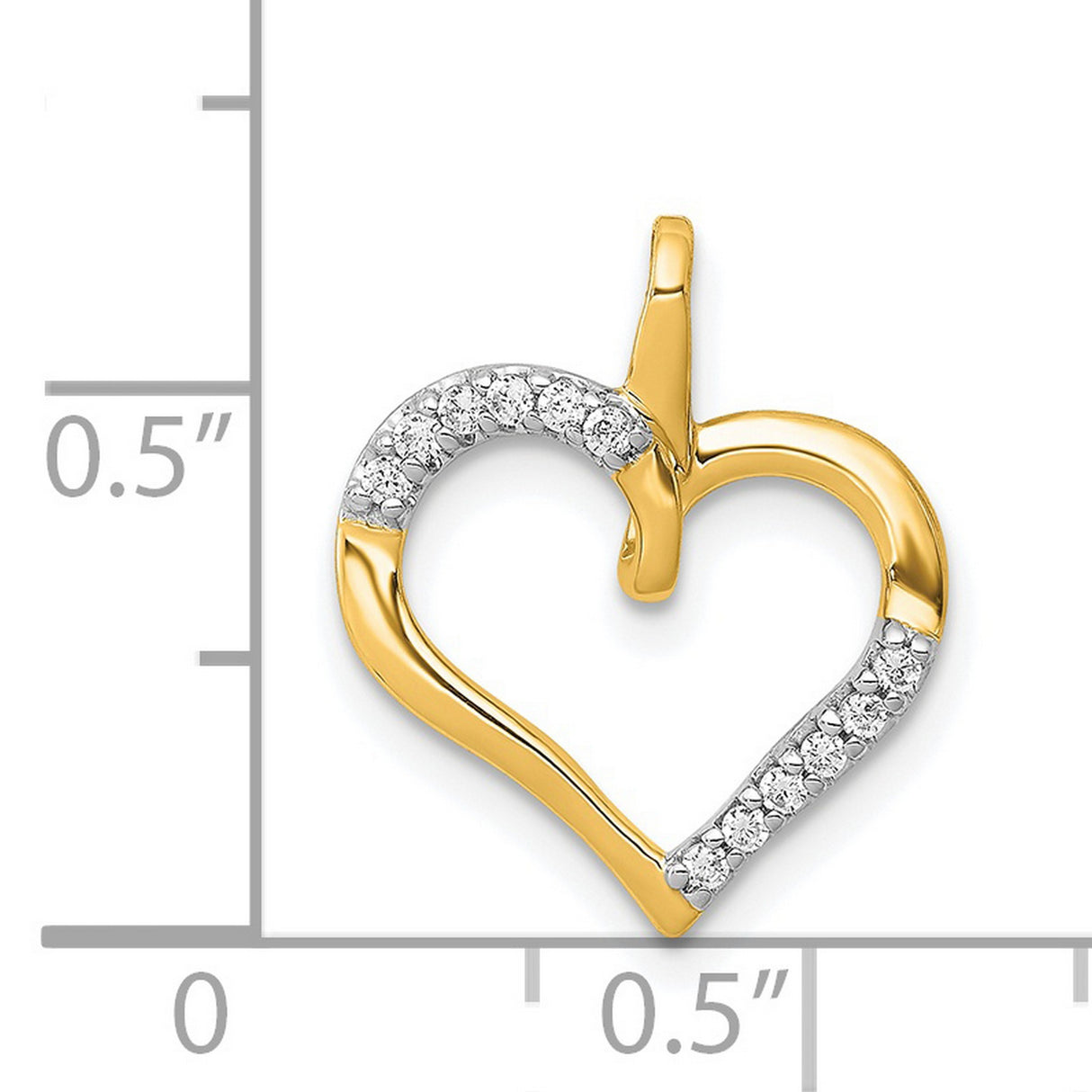 14k Yellow Gold Heart Pendant with Diamond Accents, Romantic Open Design for Women
