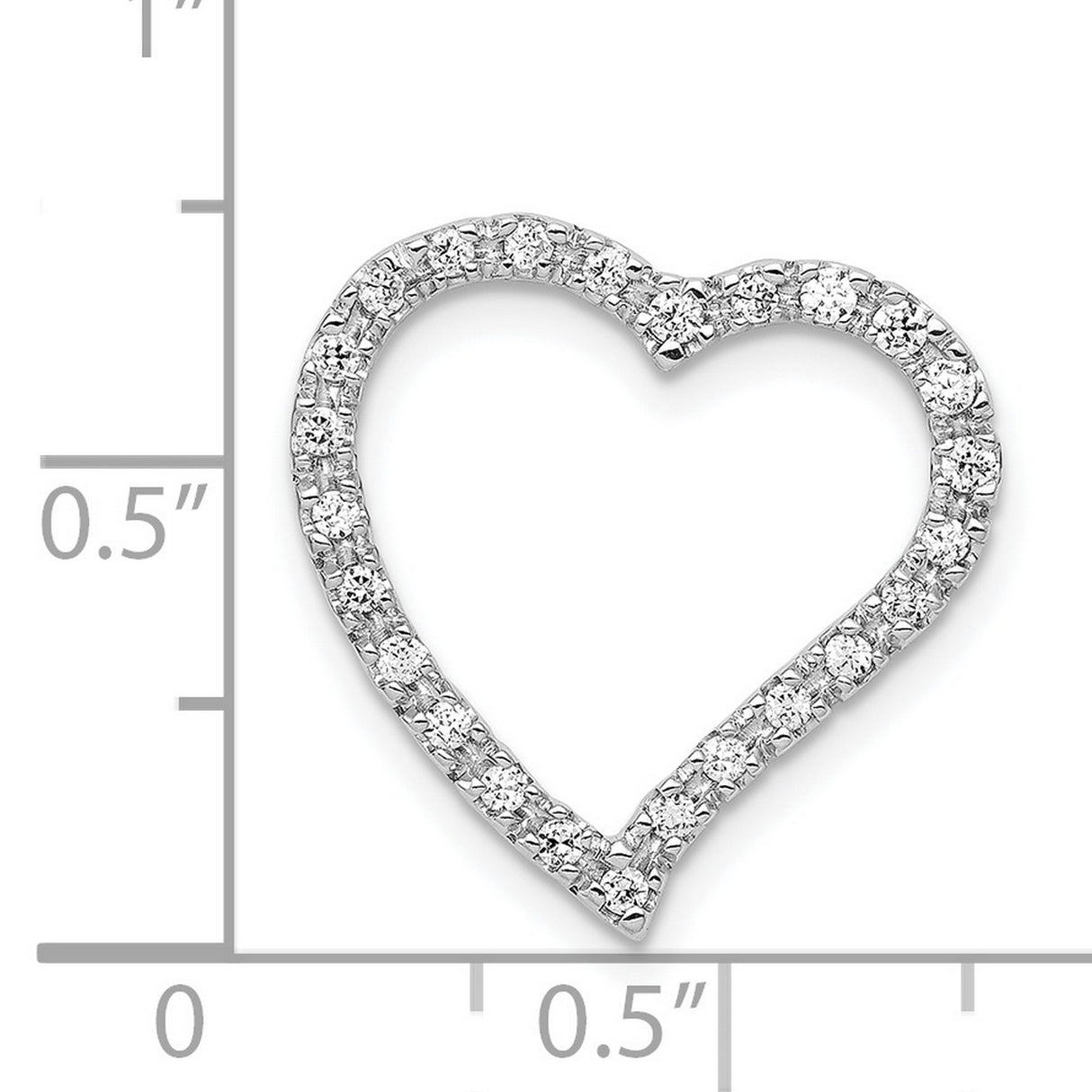 14k White Gold Heart Pendant with Round Cut Diamonds, Open Curved Design for Women