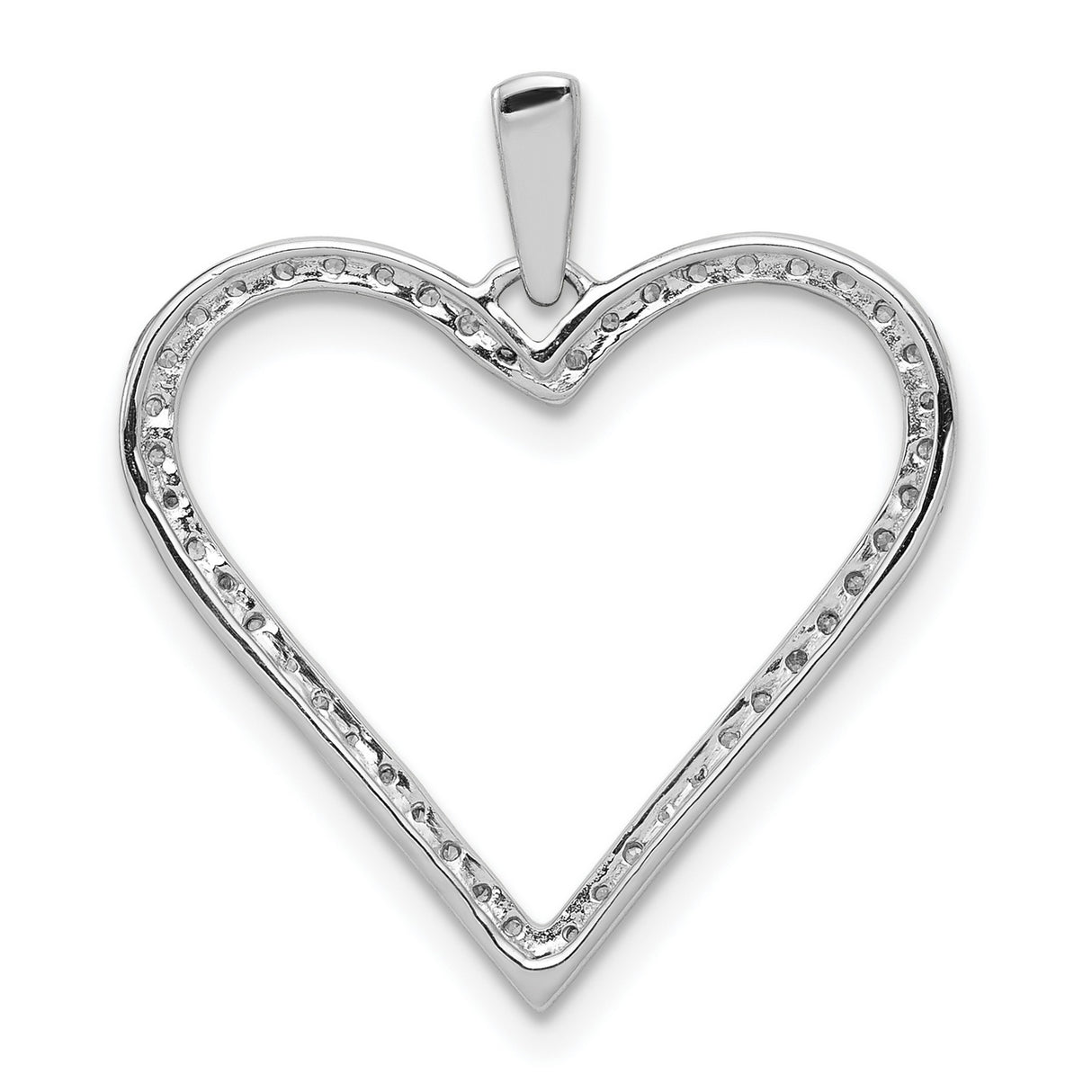 14k White Gold Heart Pendant with Pavé Diamonds, Romantic Open Heart Jewelry for Women
