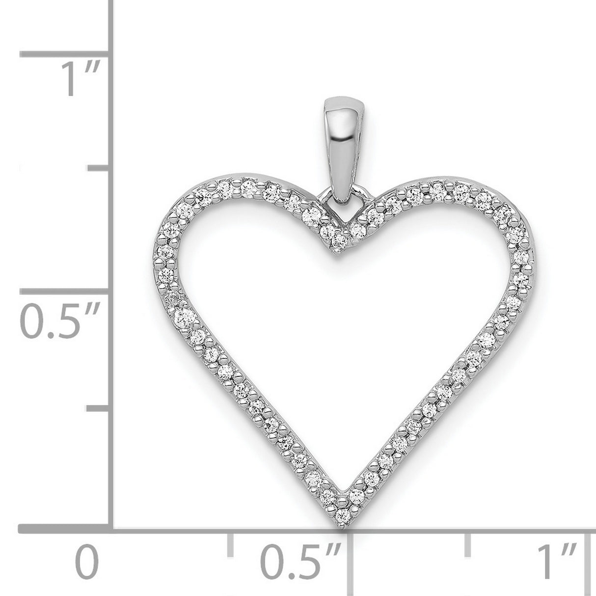 14k White Gold Heart Pendant with Pavé Diamonds, Romantic Open Heart Jewelry for Women
