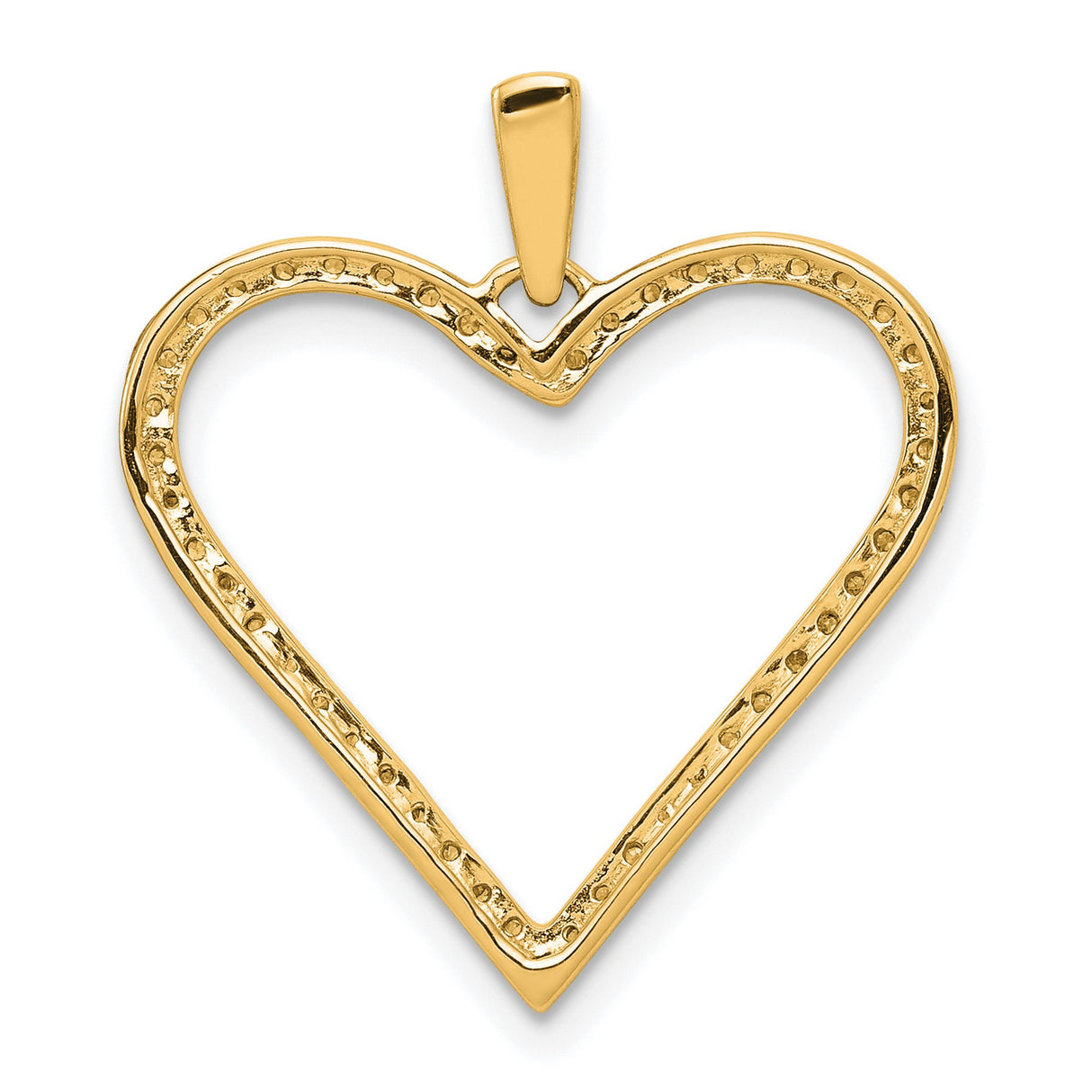 14k Yellow Gold Heart Pendant with Diamond Accents, Open Heart Design for Women