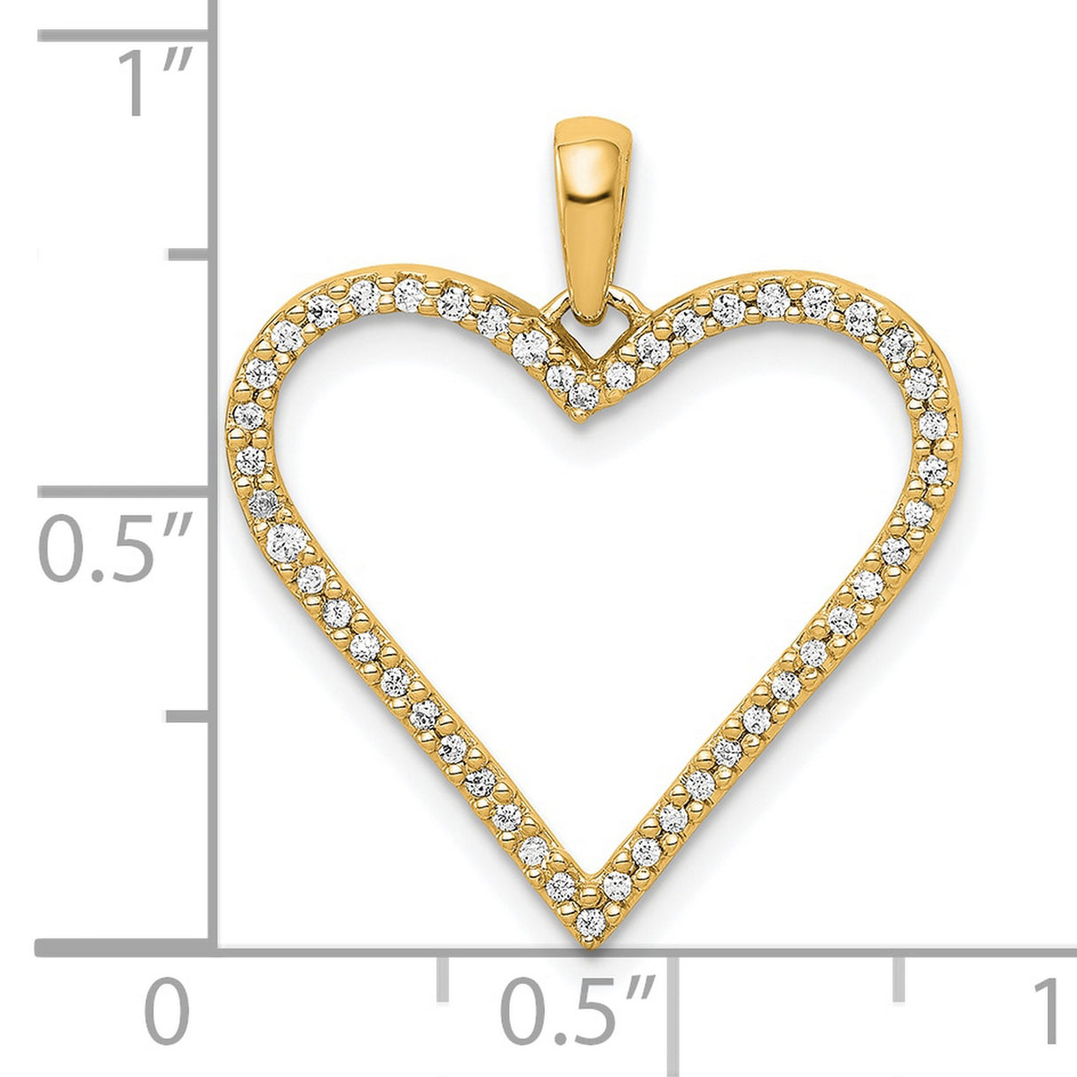 14k Yellow Gold Heart Pendant with Diamond Accents, Open Heart Design for Women