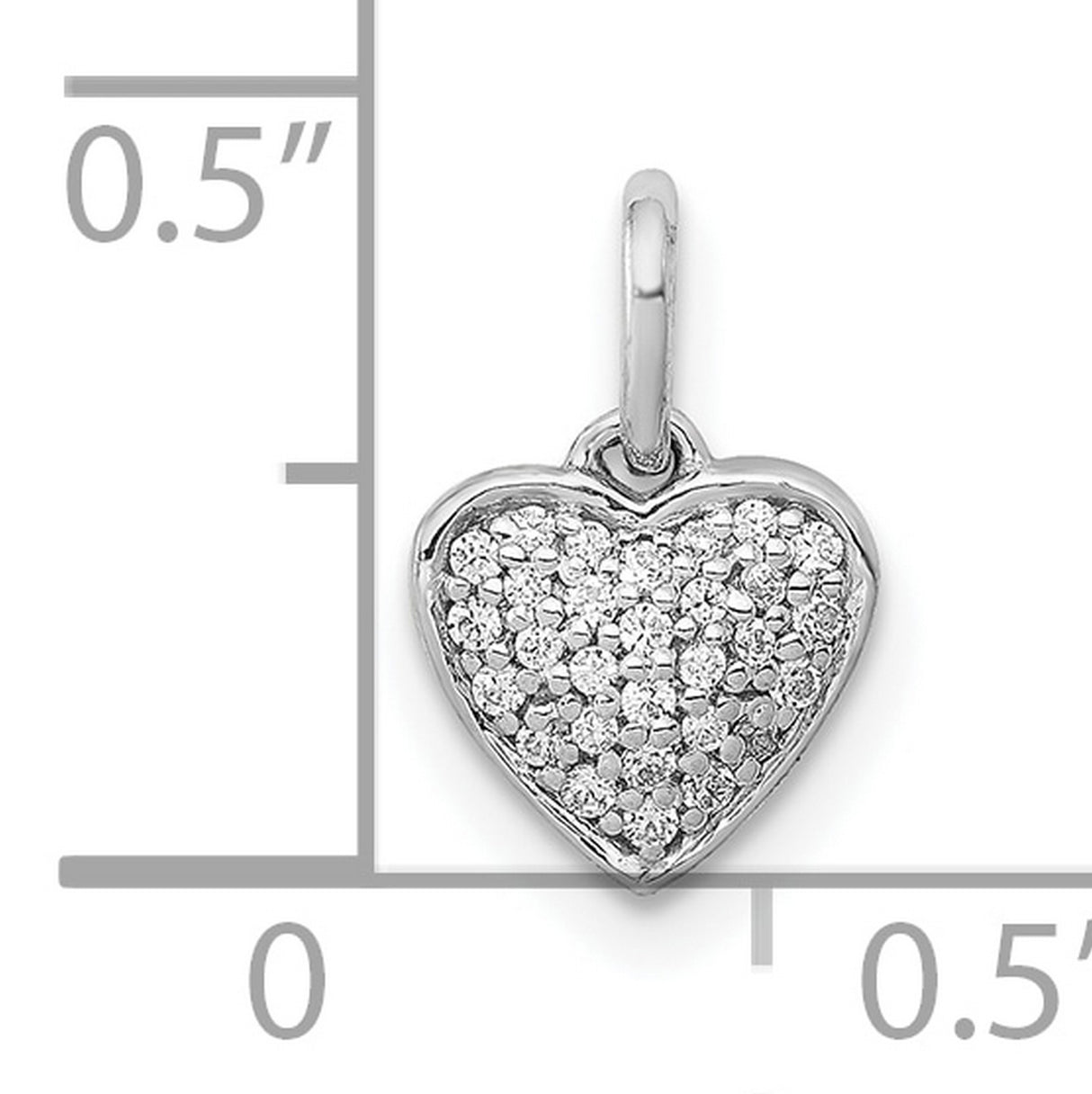 10k White Gold Heart Pendant with Pavé Set Cubic Zirconia, Romantic Fine Jewelry for Women