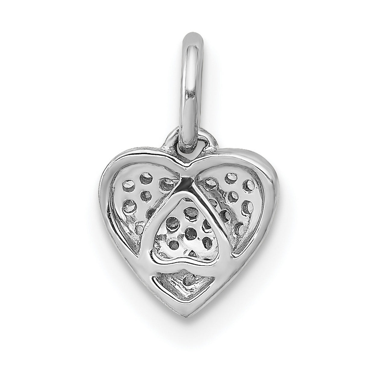14k White Gold Heart Pendant with Diamond Pavé, Romantic Charm for Women
