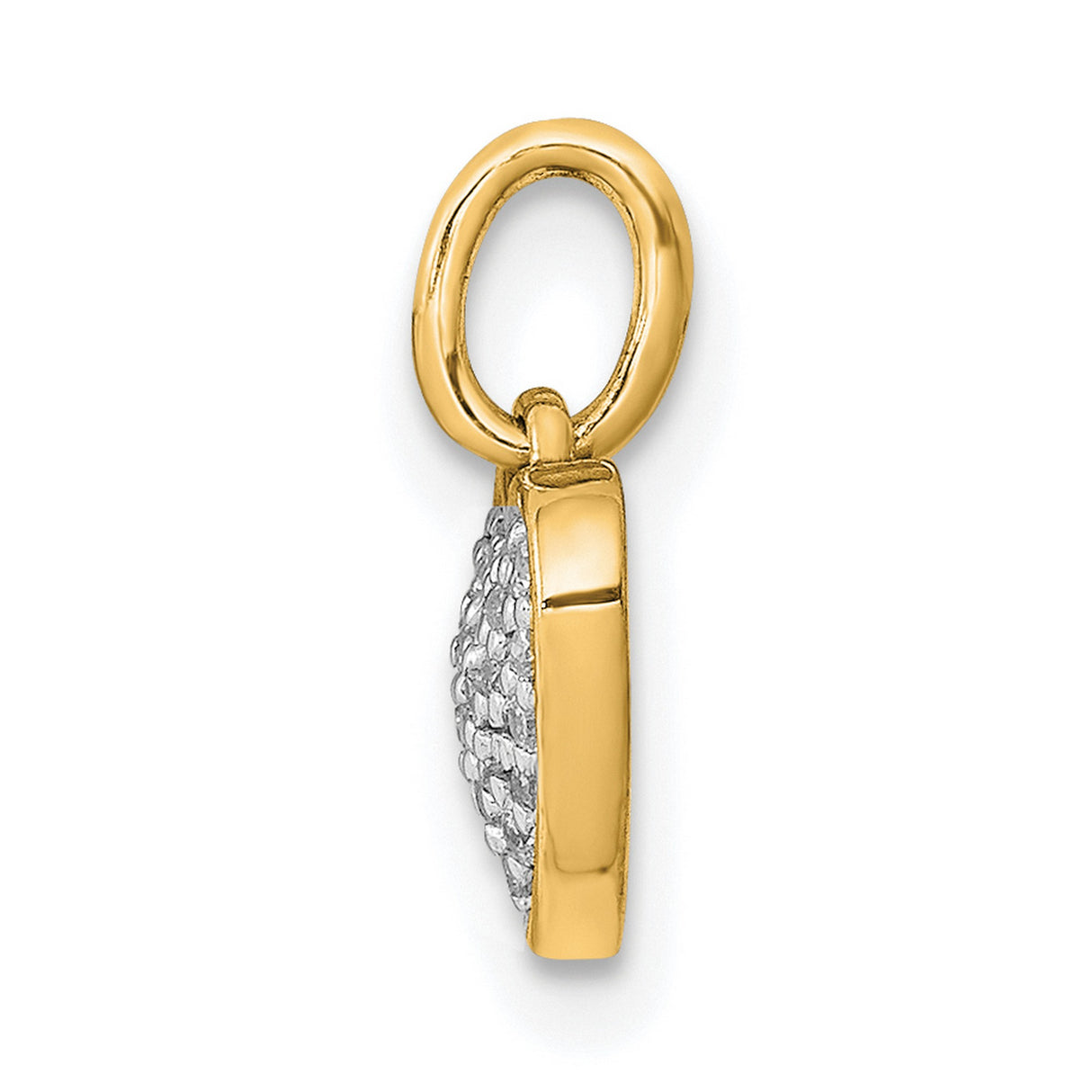 14k Yellow Gold Heart Pendant with Pavé Diamond Look Center, Romantic Charm for Women