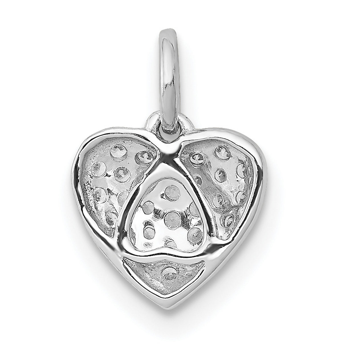 14k White Gold Heart Pendant with Round Cut Diamonds, Romantic Fine Jewelry for Women