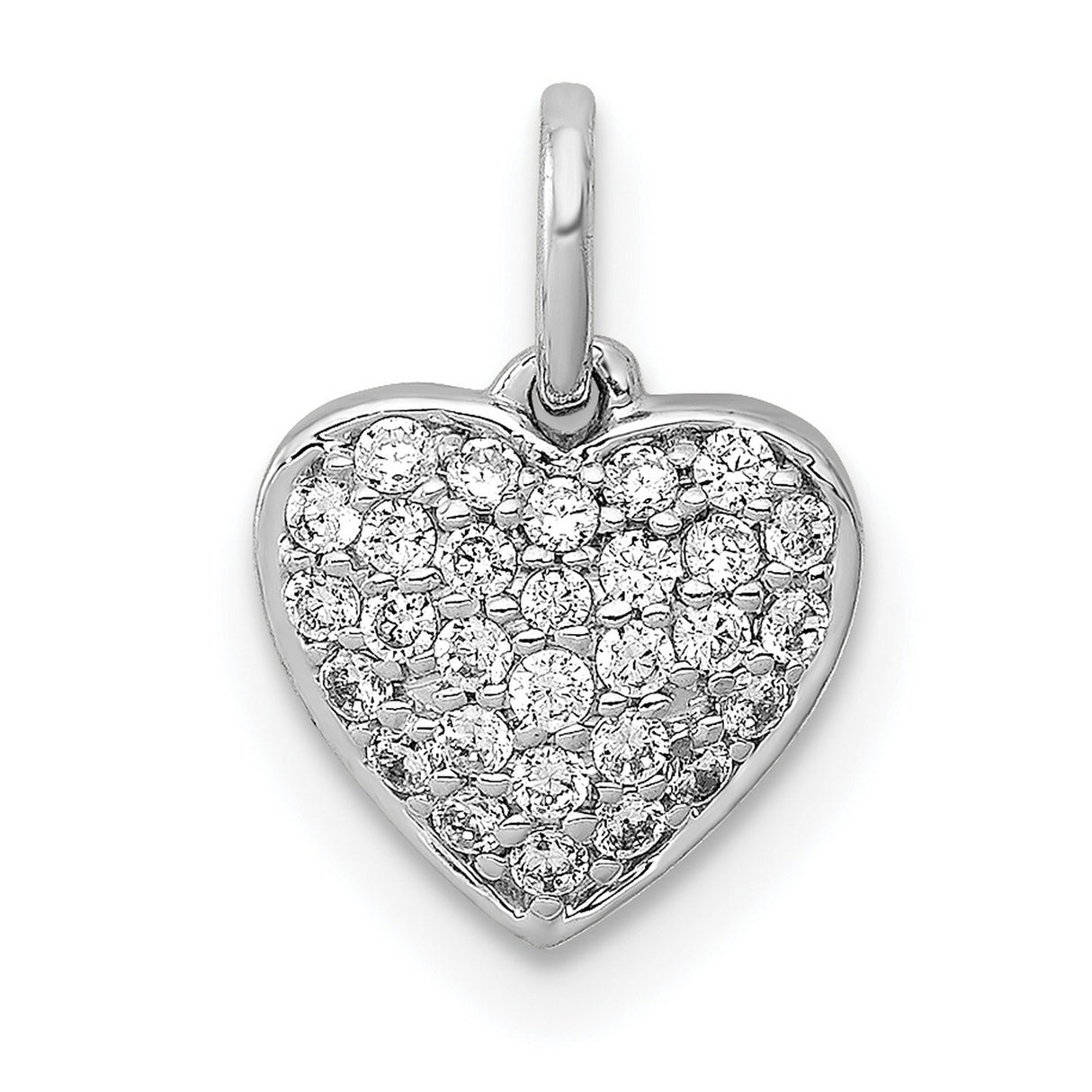 14k White Gold Heart Pendant with Round Cut Diamonds, Romantic Fine Jewelry for Women