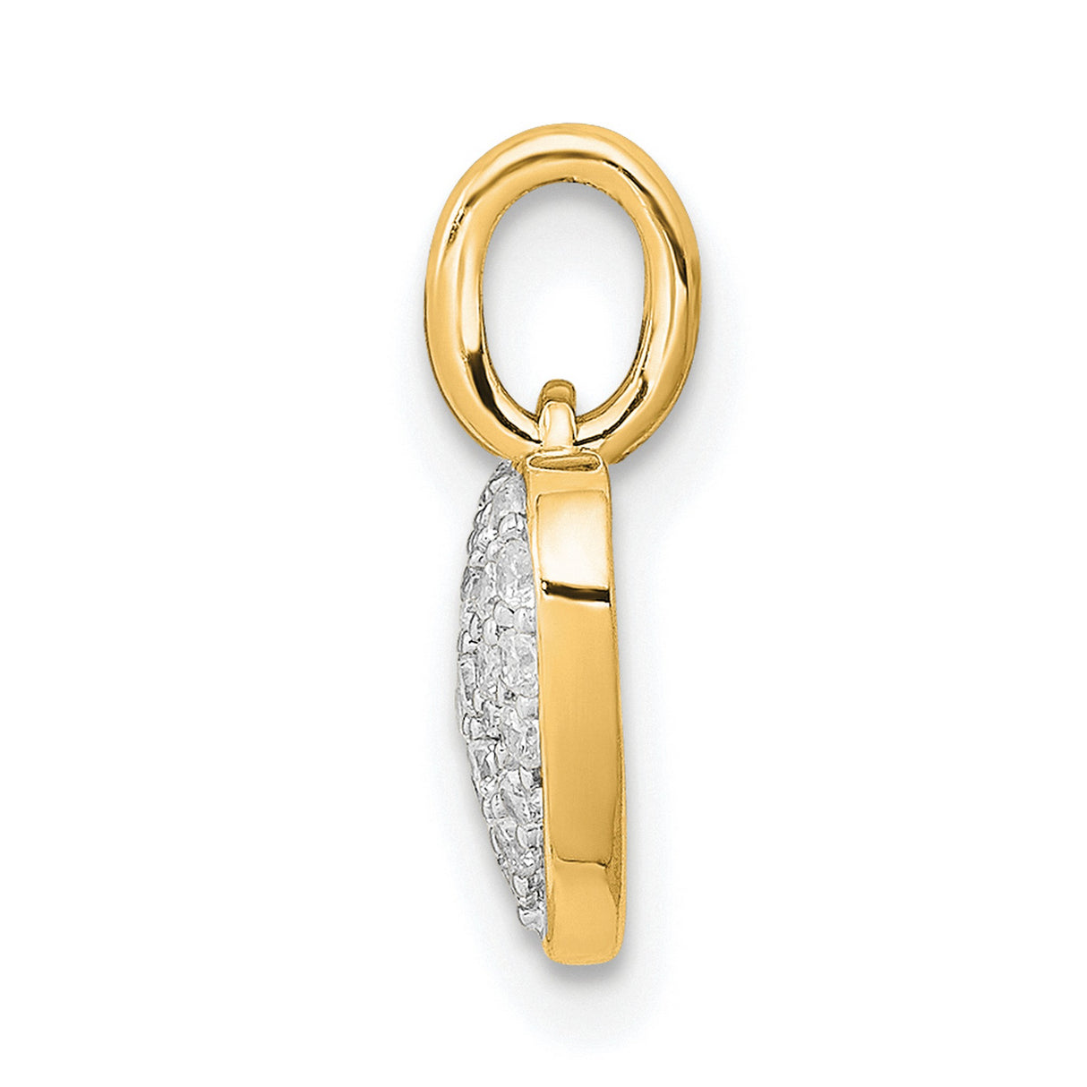 Diamond Heart Charm Pendant in Real 14k Yellow Gold